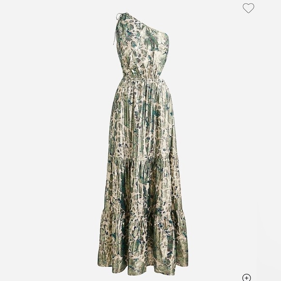 J.Crew Collection One-Shoulder Metallic Silk Maxi Dress – Size 4 - Picture 1 of 10